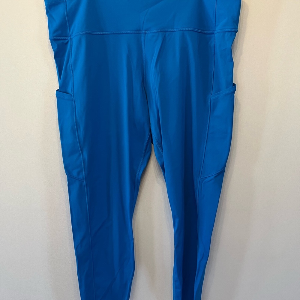 LULU   High-Waist Blue Women's Active Leggings with Side Pockets
